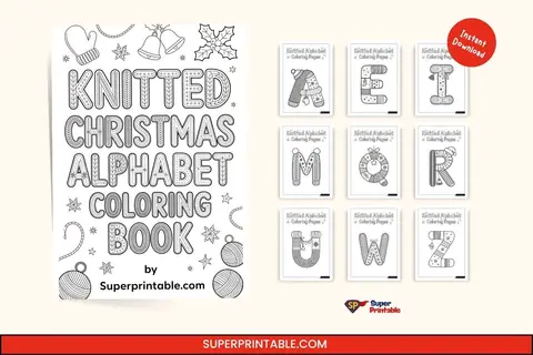 Knitted Christmas Alphabet Coloring Pages Feature Image