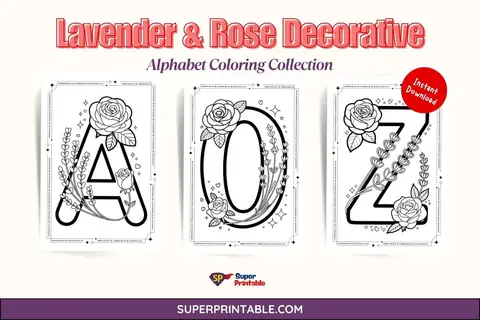 Lavender & Rose Decorative Alphabet Coloring Collection