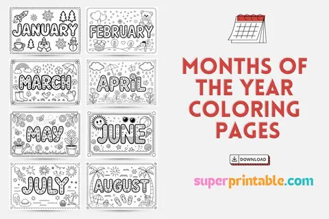 Months of the Year Coloring Pages Cover