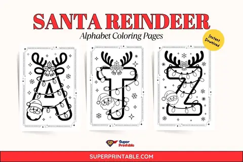 Santa Reindeer Alphabet Coloring Pages
