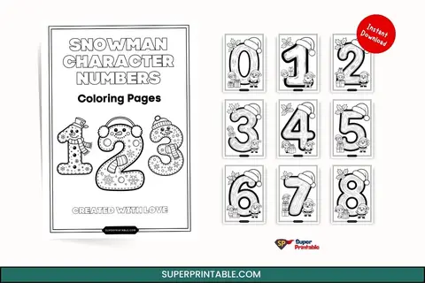 Snowman Character Numbers Coloring Pages Feature Image