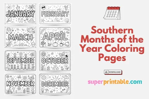 Southern Months of the Year Coloring Pages