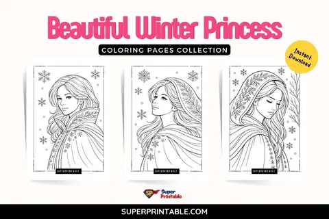 10 Beautiful Winter Princess Coloring Pages Feature Image