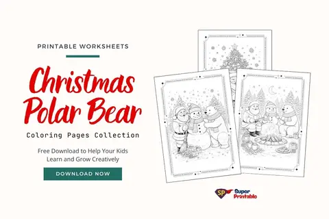 Christmas Polar Bear Coloring Pages