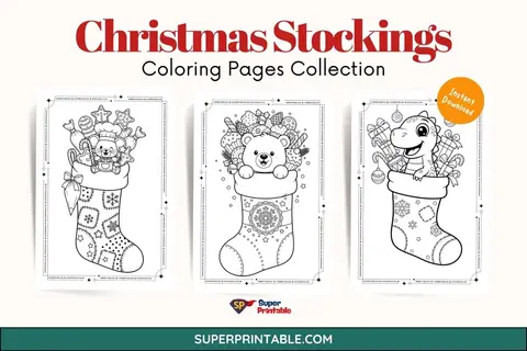 10+ Christmas Stockings Coloring Pages Feature Image