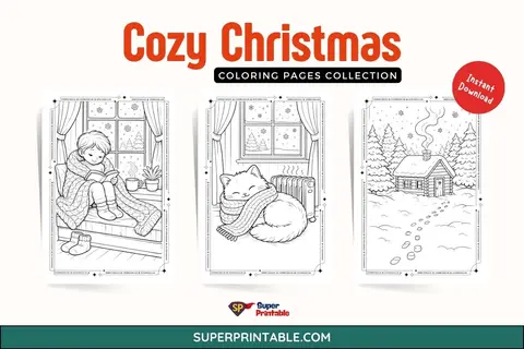 10 Cozy Christmas Coloring Pages Feature Image