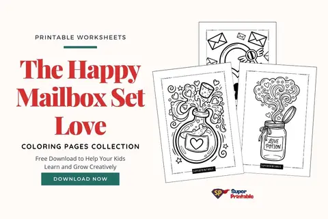 10+ The Happy Mailbox Set Love Coloring Pages Feature Image