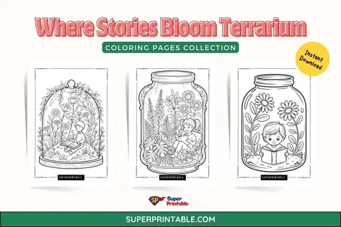 15+ Where Stories Bloom Terrarium Coloring Pages Feature Image