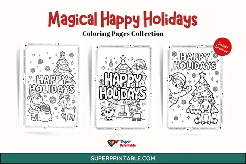 20 Magical Happy Holidays Word Coloring Pages Feature Image