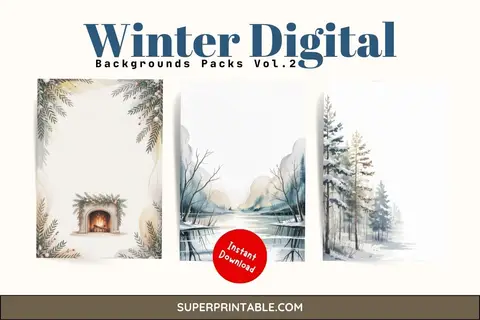 40 Winter Digital Backgrounds Packs Vol.2 Feature Image