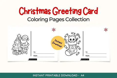 Christmas Greeting Card Coloring Pages
