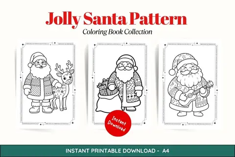 Jolly Santa Pattern Coloring Book Feature Image