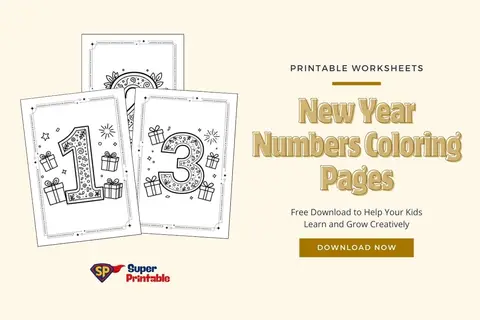 New Year Numbers Coloring Pages Feature Image