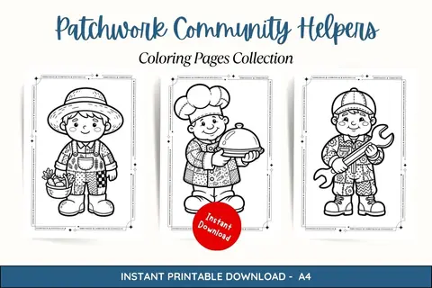 25+ Patchwork Community Helpers Coloring Pages
