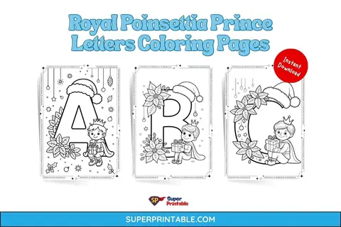 Royal Poinsettia Prince Letters Coloring Pages Feature Image