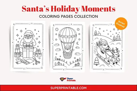 Santa’s Holiday Moments Coloring Pages Feature Image
