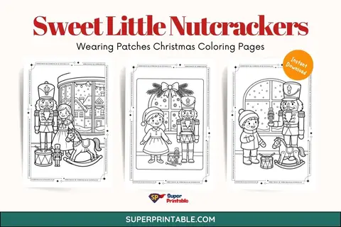 Sweet Little Nutcrackers Wearing Patches Christmas Coloring Pages