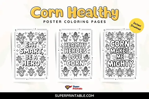 15+ Corn Healthy Poster Coloring Pages Feature Image
