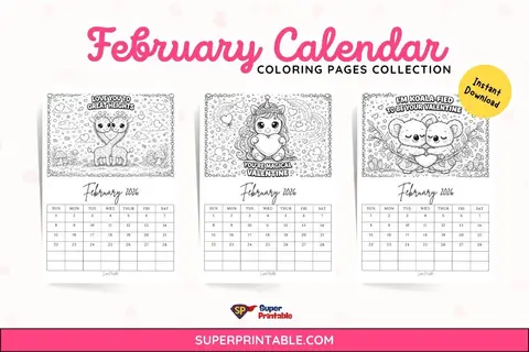 15 February Calendar Coloring Pages Feature Image