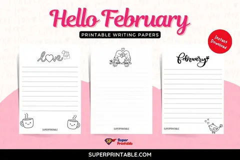 15 Hello February Printable Writing Papers Feature Image