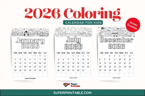 2026 Coloring Calendar for Kids Feature Image
