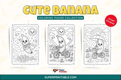 25+ Cute Banana Coloring Pages Feature Image