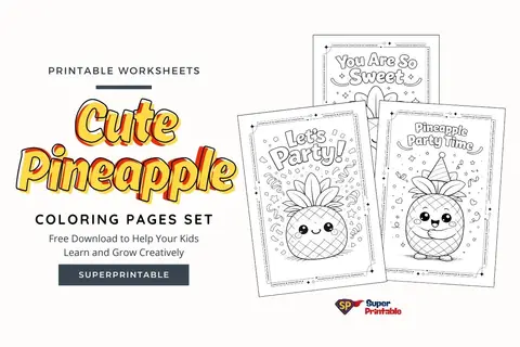 25 Cute Pineapple Coloring Pages Feature Image