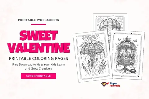 40+ Sweet Valentine Printable Coloring Pages Feature Image