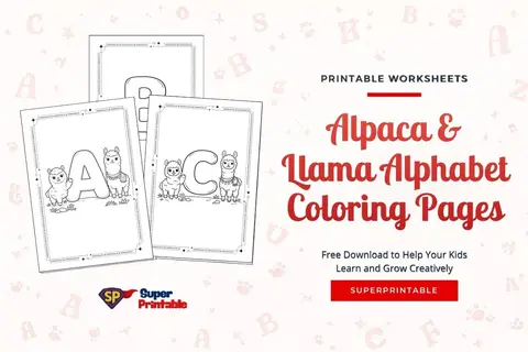 Alpaca & Llama Alphabet Coloring Pages