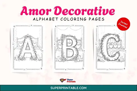 Amor Decorative Alphabet Coloring Pages Feature Image