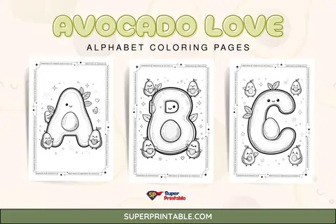 Avocado Love Alphabet Coloring Pages Feature Image