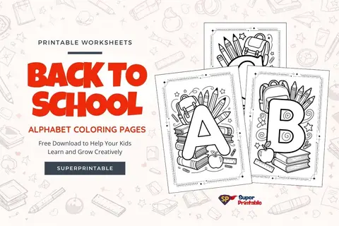 Back to School Alphabet Coloring Pages Feature Image