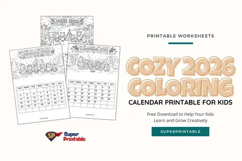 Cozy 2026 Coloring Calendar Printable for Kids Feature Image