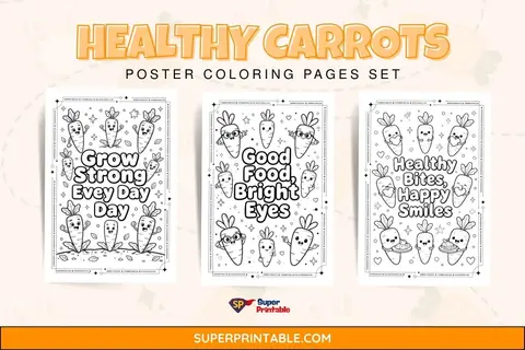Healthy Carrots Poster Coloring Pages Feature Image