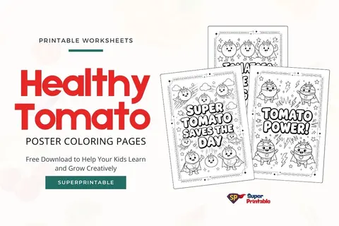 Healthy Tomato Poster Coloring Pages Feature Image