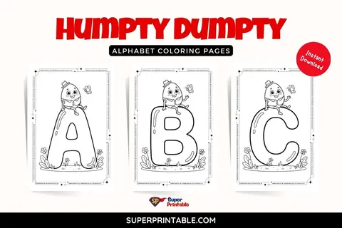 Humpty Dumpty Alphabet Coloring Pages Feature Image