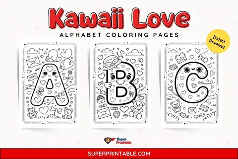 Kawaii Love Alphabet Coloring Pages Feature Image