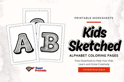 Kids Sketched Alphabet Coloring Pages Feature Image