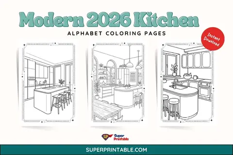 Modern 2026 Kitchen Coloring Pages Feature Image