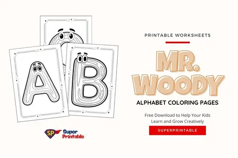 Mr. Woody Alphabet Coloring Pages Feature Image