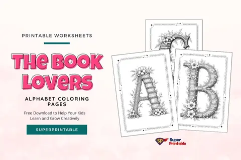 The Book Lovers Alphabet Coloring Pages Feature Image