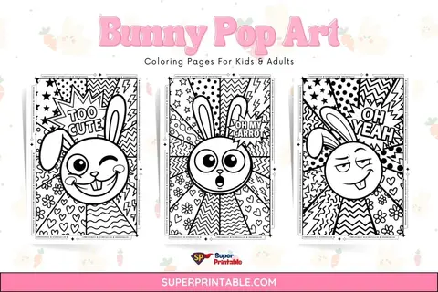 10+ Bunny Pop Art Coloring Pages For Kids & Adults Feature Image
