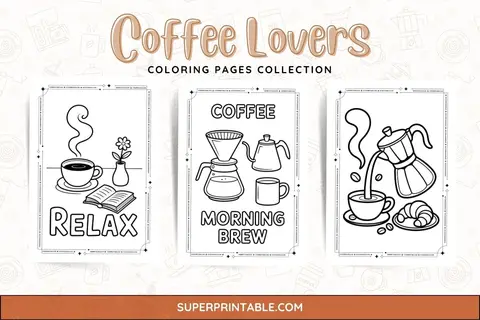 10+ Coffee Lovers Coloring Pages Feature Image
