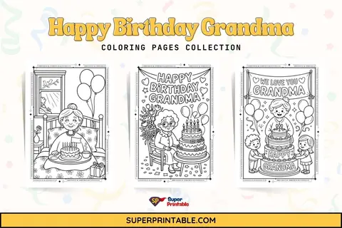 10+ Happy Birthday Grandma Coloring Pages Feature Image