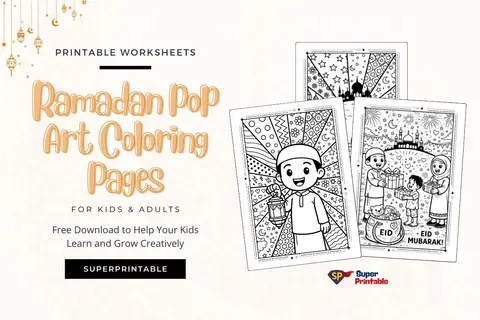 10+ Ramadan Pop Art Coloring Pages For Kids & Adults Feature Image