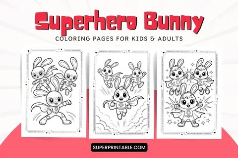 10+ Superhero Bunny Coloring Pages Feature Image