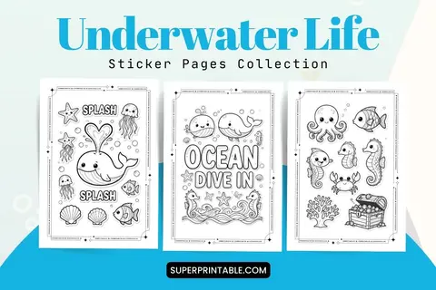 10+ Underwater Life Sticker Pages