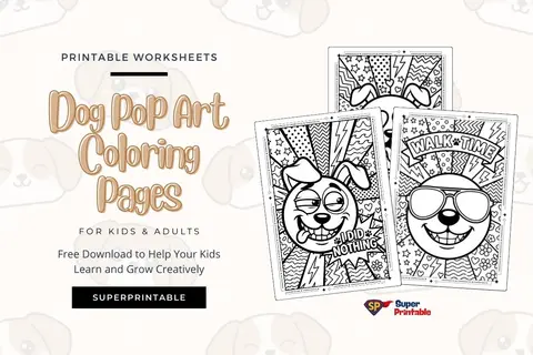 12+ Dog Pop Art Coloring Pages For Kids & Adults Feature Image