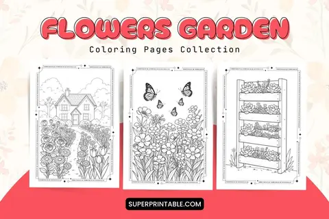 12+ Flowers Garden Coloring Pages Feature Image