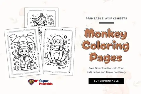 15 Monkey Coloring Pages Feature Image